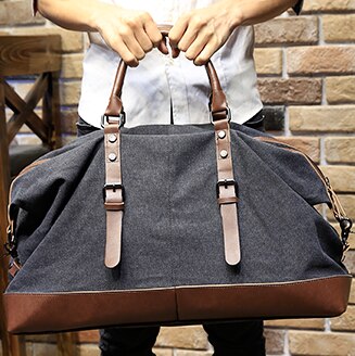 Casual Grote Capaciteit Reizen Mannen Messenger Bags Draagbare Handtas Multifunctionele Schoudertas Canvas Vintage Satchel Bag: Black