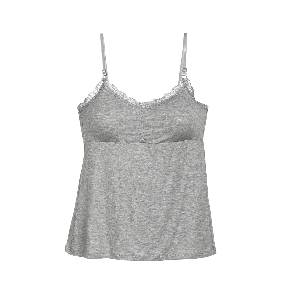 Women Soft Lace Padded Camisole Womens Bras Seamless Bra Padded Solid Tank Top Straps Sleepwear Nightwear Pajamas: Gray