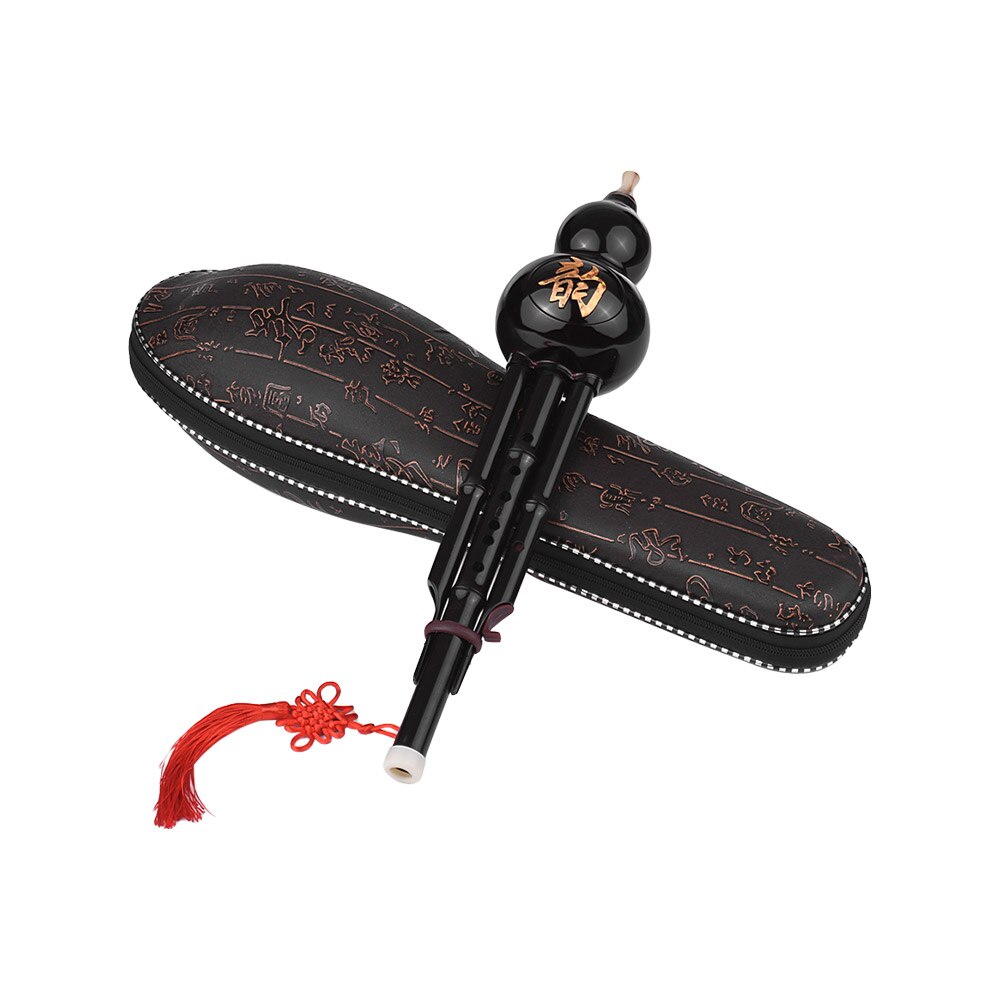 Kinesisk traditionelt instrument hulusi cucurbit fløjte flaske kalebas c-key harpiks materiale med kinesisk knude bæretaske