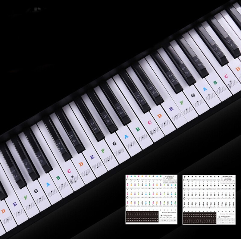 Teclado de piano eletrônico som nome adesivos etiqueta chave piano stave música decalque etiqueta nota etiqueta 49 54 61 88 teclas