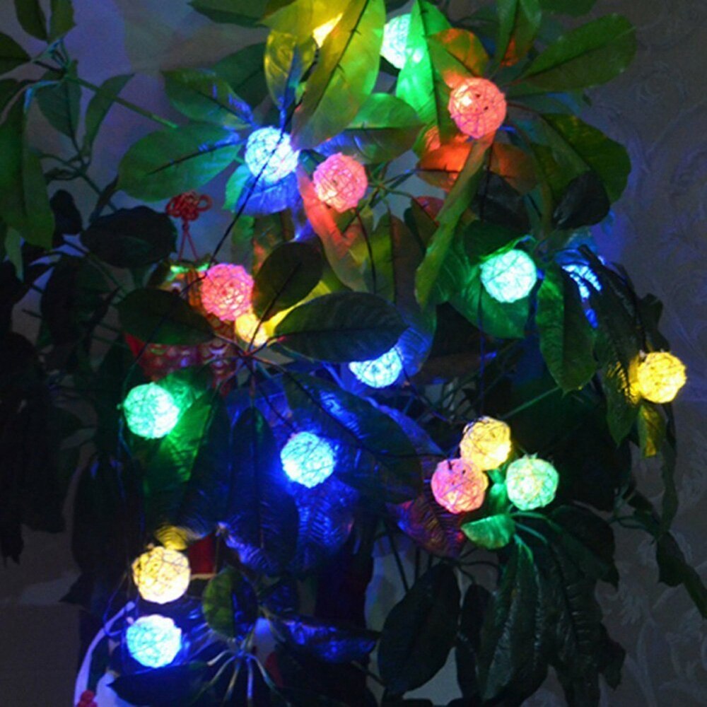 220v 6m 40 led varm hvid led kuglelys fe string lys belysning rattan kugle led lys bryllupsfest dekoration
