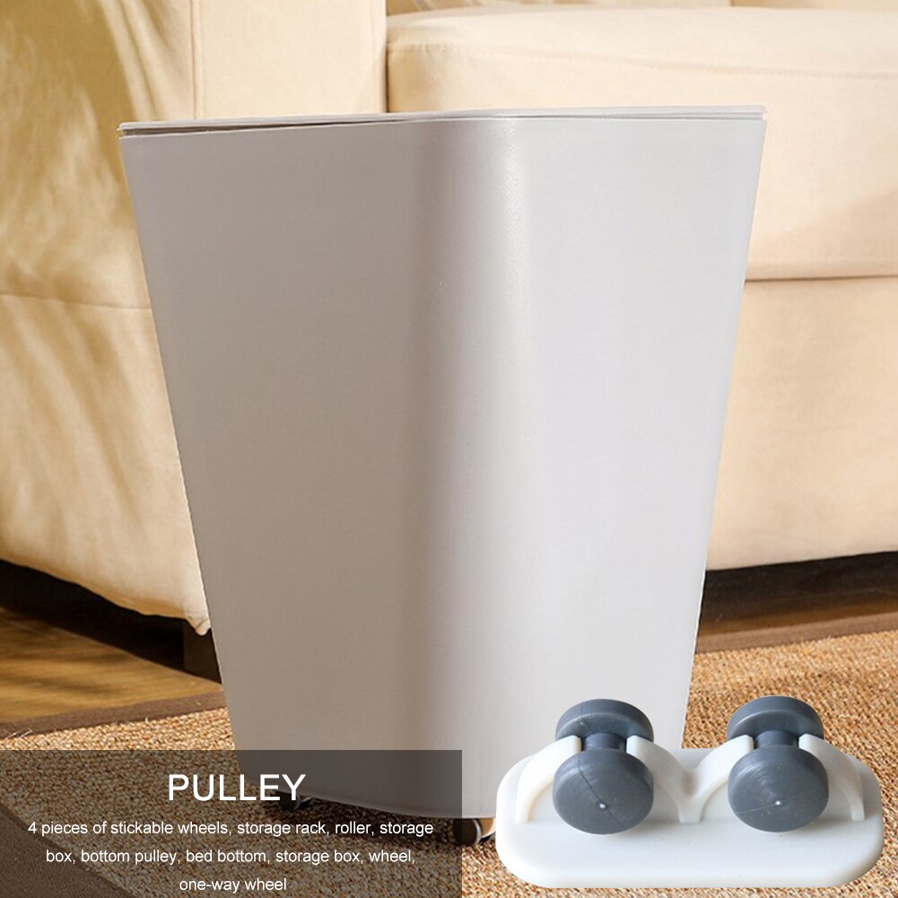 4Pcs Self Adhesive DIY Pulley Accessories Storage Box Hardware Wheel Bed Bottom Mobile Noiseless Casters for Home