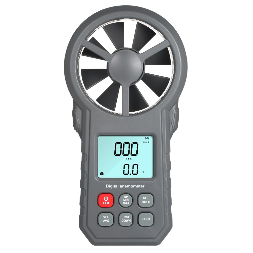Digital Anemometer LCD Wind Speed Meter Air Velocity Air Temperature Test Tool Wind Speed Gauges with Flashlight