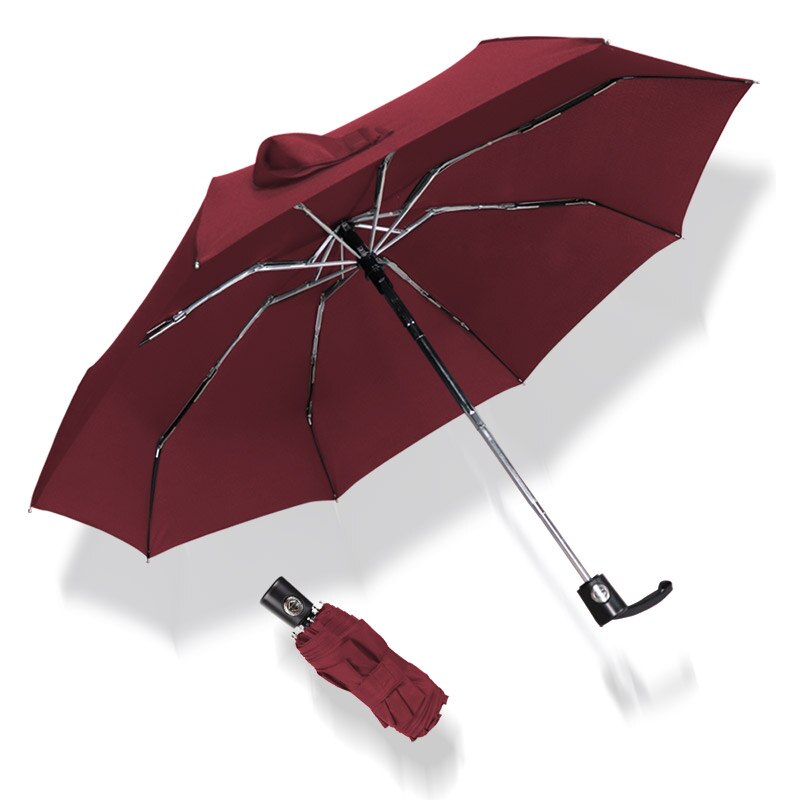 Mini parapluie pliable automatique résistant au vent pour femmes et hommes, UV, Portable, de plein air, de voyage, 5: Red