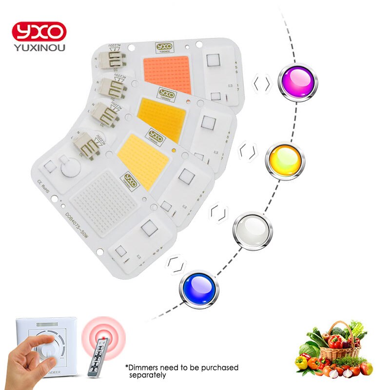 Hydroponice dob ac led cob chip til vækst plante lys fuldt spektrum  ac 220v 20w 30w 50w til indendørs plante frøplante vokse blomst