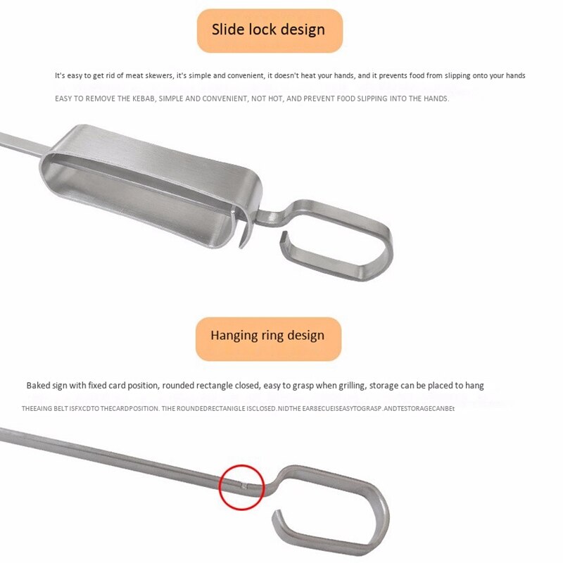 Barbecue Skewers, 6-Pack 13 inch Stainless Steel Grilling Skewers with Slider, Reusable Metal BBQ Shish Kebab Skewer Sticks