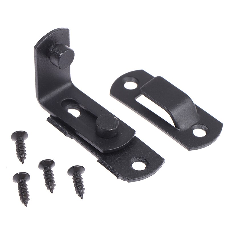1set T Stainless Steel Metal Hook Latch Lock Texture Country Rustic Right Angle Sliding Door Buckle