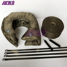 Lava Fiber Turbo Blanket Engine Heat Shield Barrier Titanium Turbocharger Cover+10M Manifold Exhaust Wrap FOR T3 /T4/T6