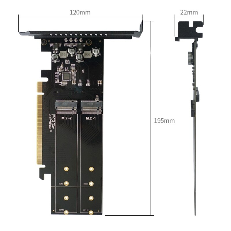 PCIe to M2 Adapter Card PCIe X16 4 Port M2 NVME M Key SSD Converter M.2 PCI Express X16 Adapter RAID Expansion Card