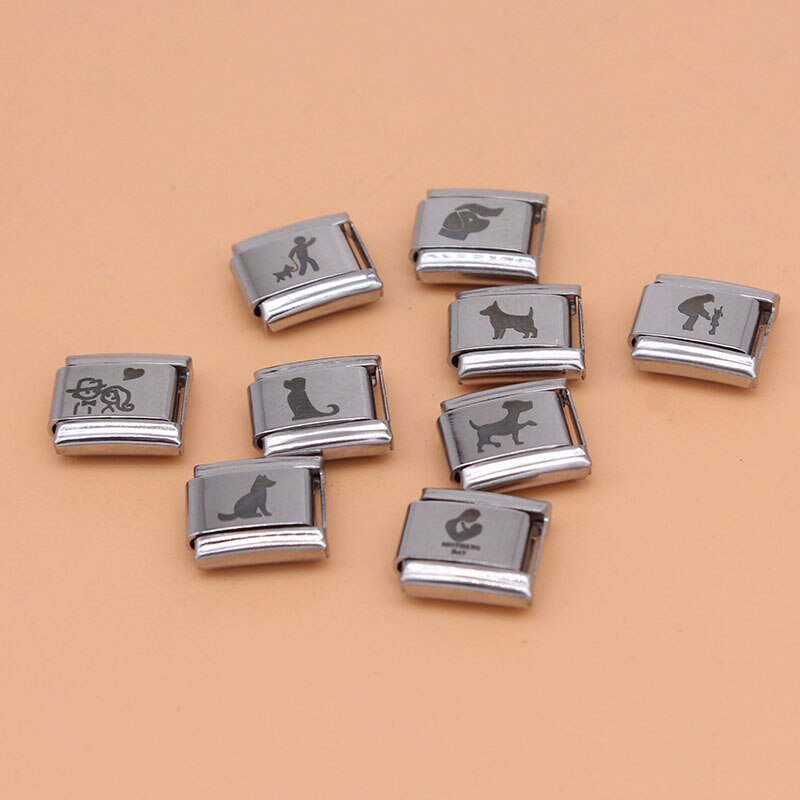 Fyour Original Daisy Dog Mother's Day Couples Charm Links Fit 9mm Width Bracelet Stainless Steel Jewelry DIY Making DJ130