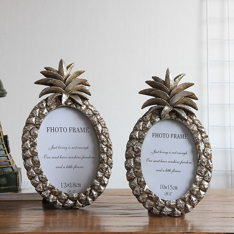 Handmade Vintage Golden Pineapple Photo Frame 3/6/7Inch Resin Picture Frame Home Decoration Geometric Picture Frames Ornaments