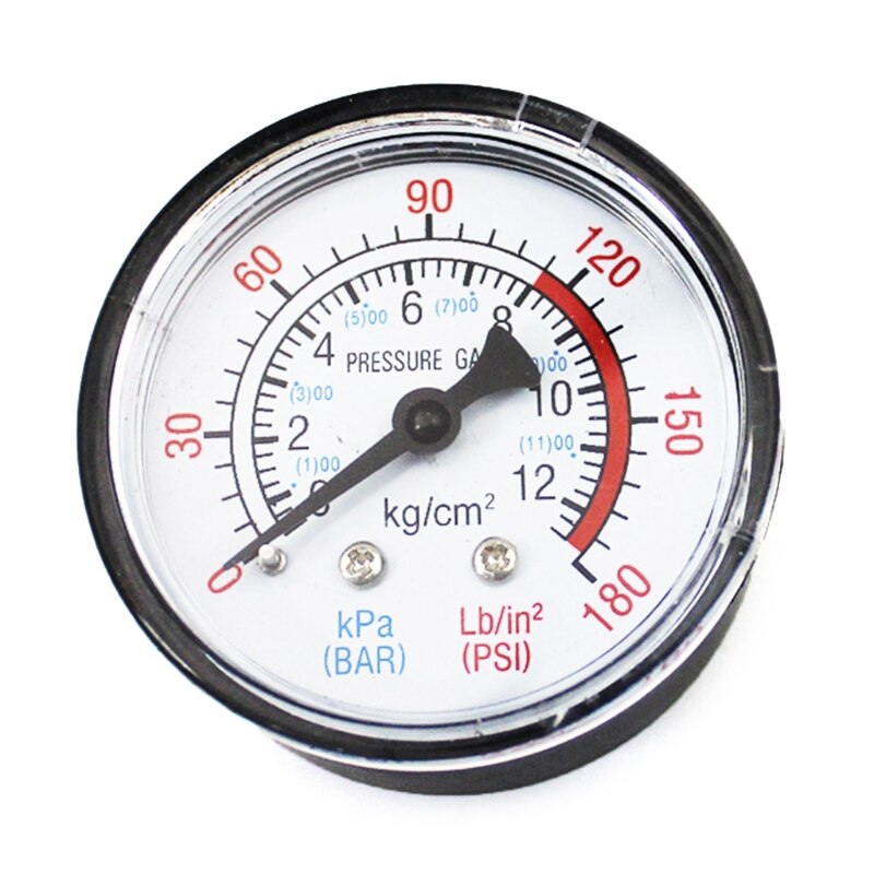 Air Compressor Gauge All Purpose Pressure Gauge Iron/Plastic Case Dual Scale Gauge Horizontal/Vertical Installation: white