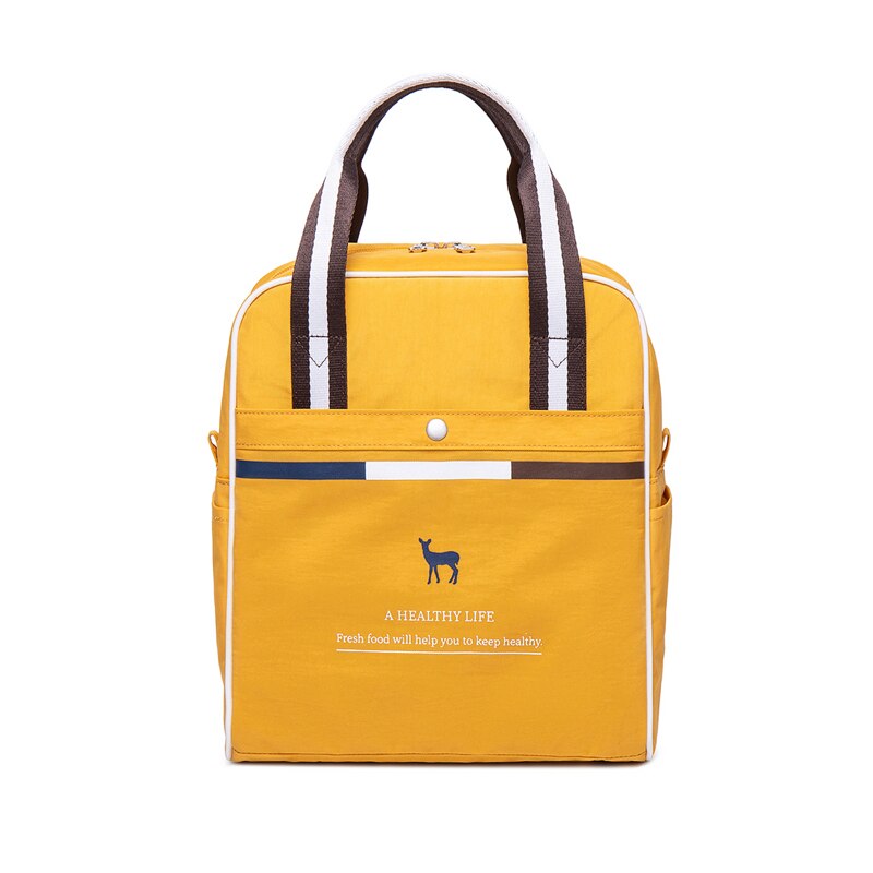 2021Unisex Insulated Lunch Bag With Heat Insulation Thermal Bag Food Door Tote Oxford Travel Picnic Bag For Office: Vertical-Yellow