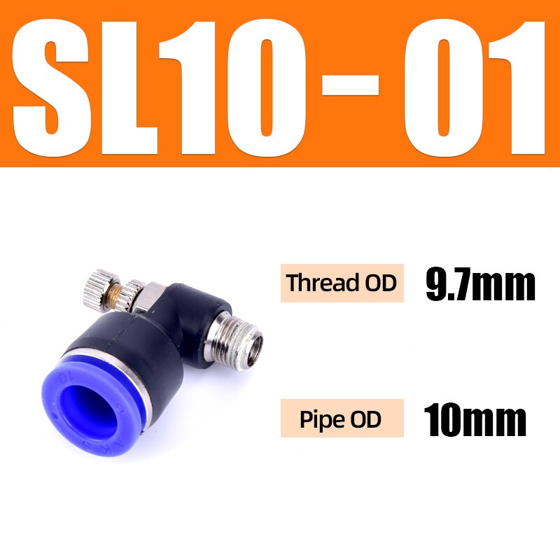 Sl 4 6 8 10 12mm hurtigkobling pneumatisk kobling  m5 " 1/8 " 1/4 " 3/8 " 1/2 lufthastighetsreguleringsventil strupeventil: Sl10-01