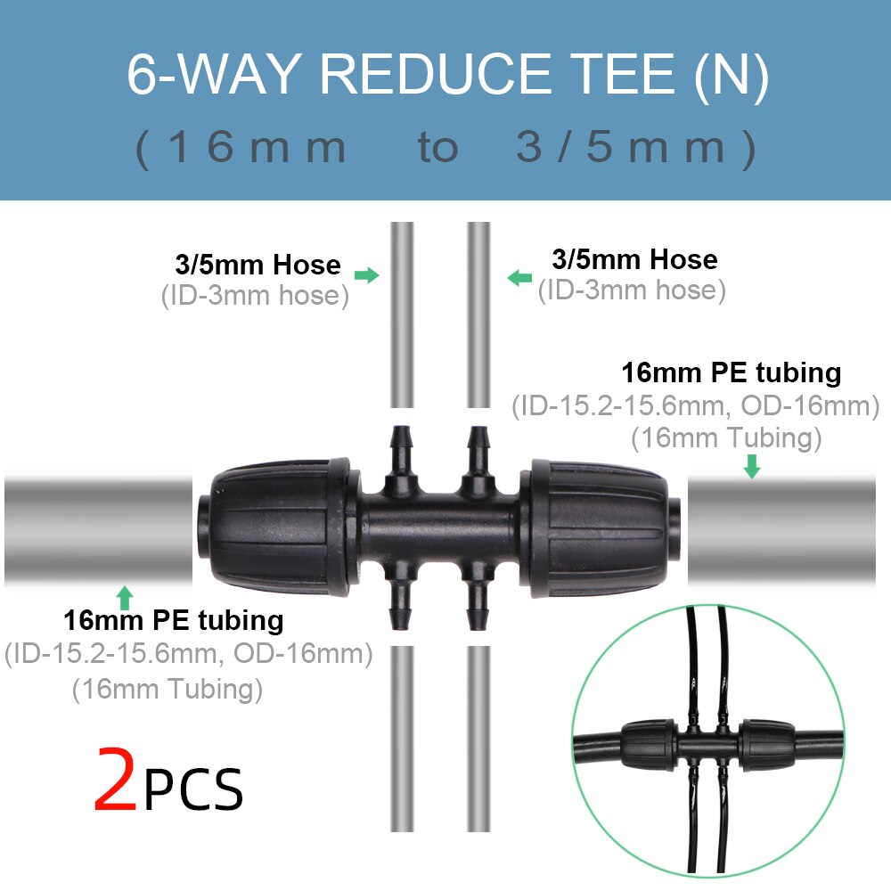Hose Connector Adapter - 1/2" 3/4" Female Thread to 1/4" 3/8" 1/2" Barb - 2-Way 4-Ways Coupling Tap Tubing Joint: N-2PCS