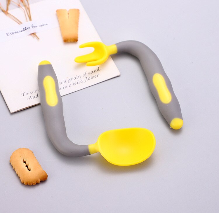 Zachte Zuigeling Servies Lepel Voor Baby Gebruiksvoorwerpen Peuter Leren Eten Training Buigbare Set Extra Voedsel Siliconen Lepels: YELLOW
