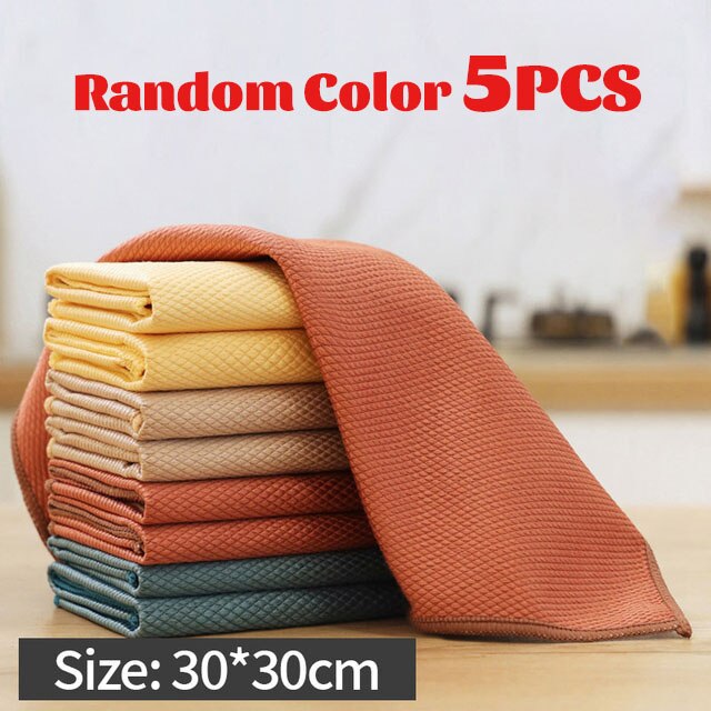 2/3/5 PCS/Set Coton Gaze Chiffon De Nettoyage Chiffon Absorbant Lavage Windows Serviette de Cuisine Torchon Serviettes multi-usages Chiffon: 30X30CM-5PCS