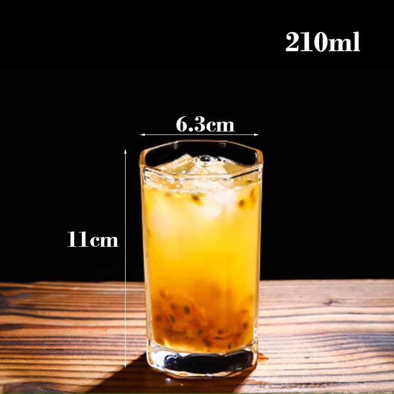 Genomskinlig åttakantig glaskopp blyfri mjölkjuice tekopp hem kaffemugg vinbjörn cocktailglas drinkware vasos de vidrio: 210ml