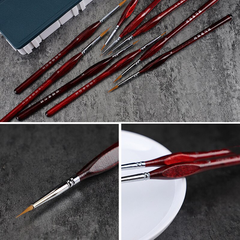 9Pcs/ Setpainting Supplies Miniature Paint Brush Kit Sable Hair Fine Detail Art Model Tools