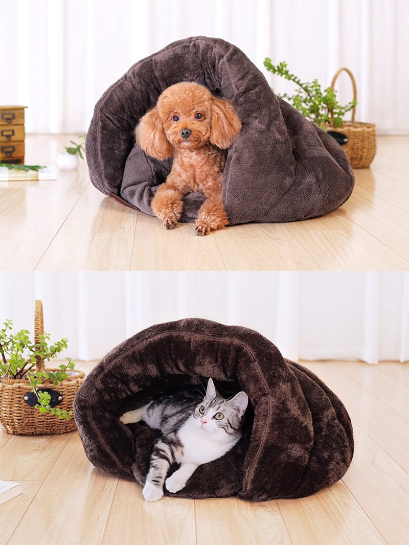 Hyggelige kæledyrssenge til katte hunde blød reden kennel seng hule hus sovepose mat pad pad telt kæledyr vinter varm dyb søvn