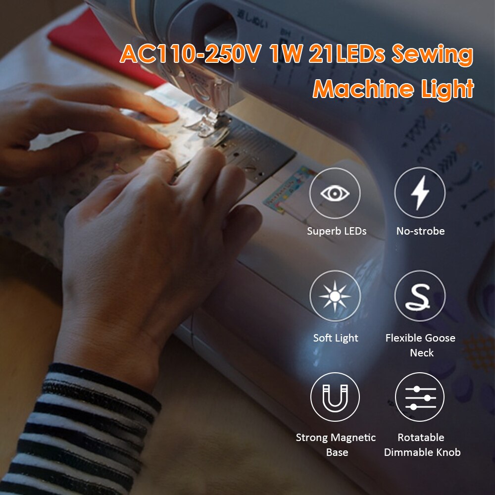 Ac110-250v super lyse ledede symaskiner lys førte multifunktionelle svanehals arbejdslampe til drejebænke, borepresser, arbejdsbænke