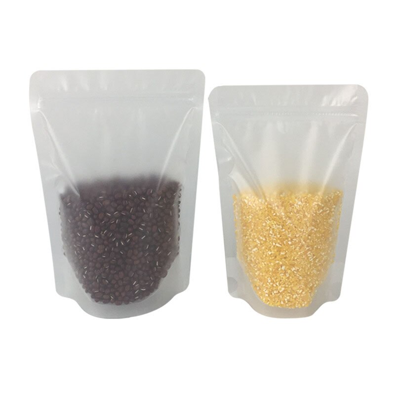100pc Frosted Transparent Self-standing Zipper Bag Frosted Dried Fruit Food bag Milk Coffee Packaging Bag Biscuit Packaging