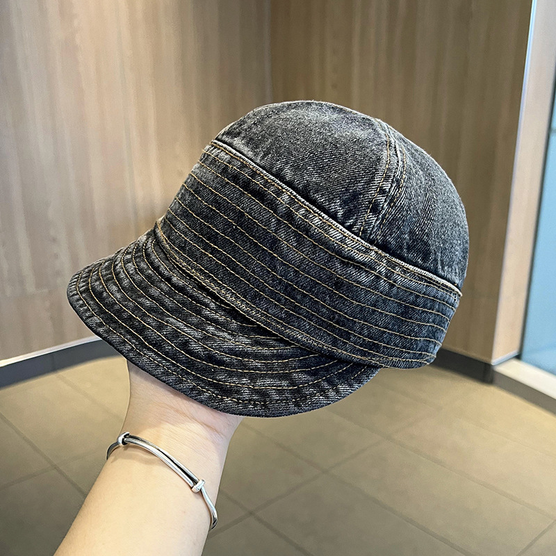 Gorra vaquera de ala suave para mujer, sombrero de pescador antiguo lavado Retro pequeño, sombrilla plegable, sombrero ecuestre: Negro