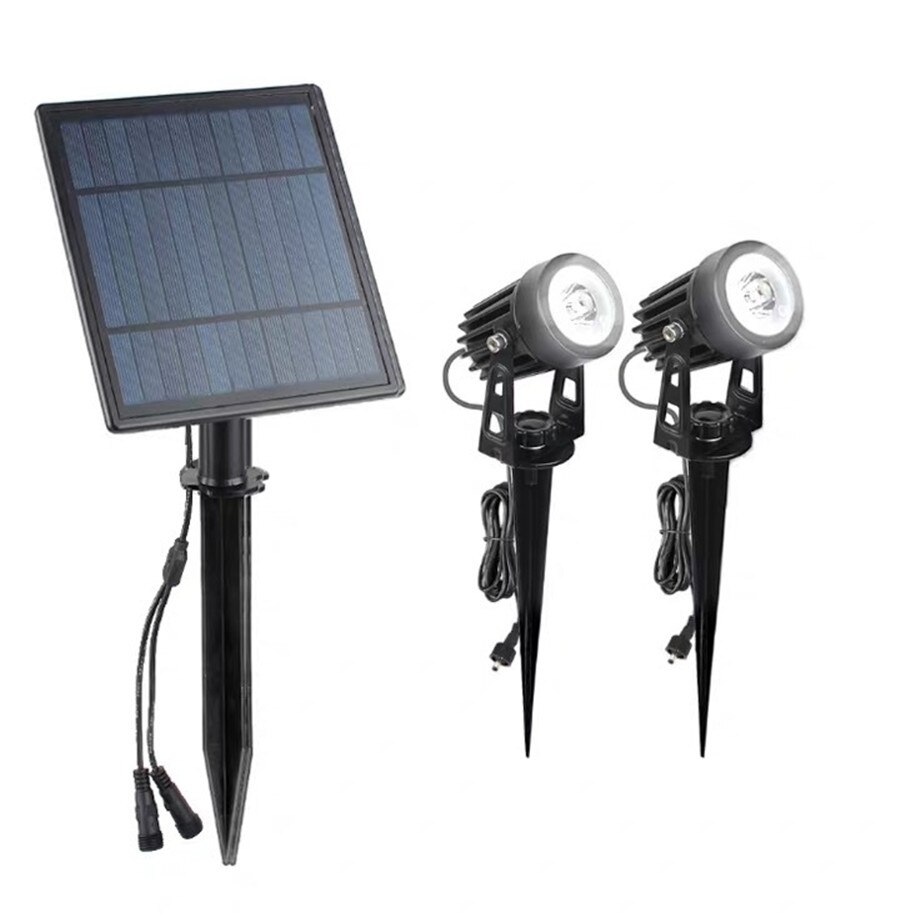 Thrisdar Solar Tuin Gazon Lamp Outdoor Led Solar Spike Spotlight Landschap Path Muren Boom Led Spotlight Solar Spike Gazon Licht: 2 Head  White