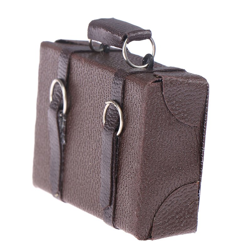 1pcs Doll House Miniature Vintage Leather Wood Suitcase Mini Doll Luggage Box Pretend Play Furniture Toys Accessory