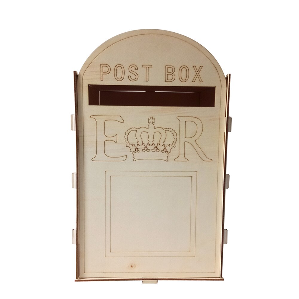 Diy bryllupskortkasse royal mail stil ornamenter træ bryllup postkasse postkasse med mini lås til baby shower fest bryllup
