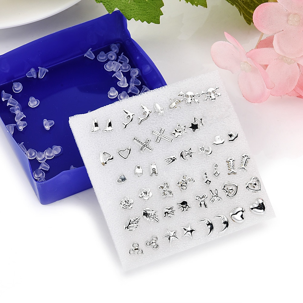 2022 Mode 24 Paar/set Unisex Mix Stijlen Stud Oorbellen Vrouwen Mannen Plastic Plated Stud Oorbellen Sieraden