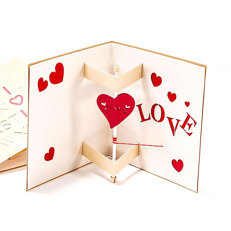 3D Wenskaarten Met Liefde Hart Patroon Romantische Liefde Kaarten Handgemaakte Hart Kaarten Voor Verjaardag Anniversary Vriendje