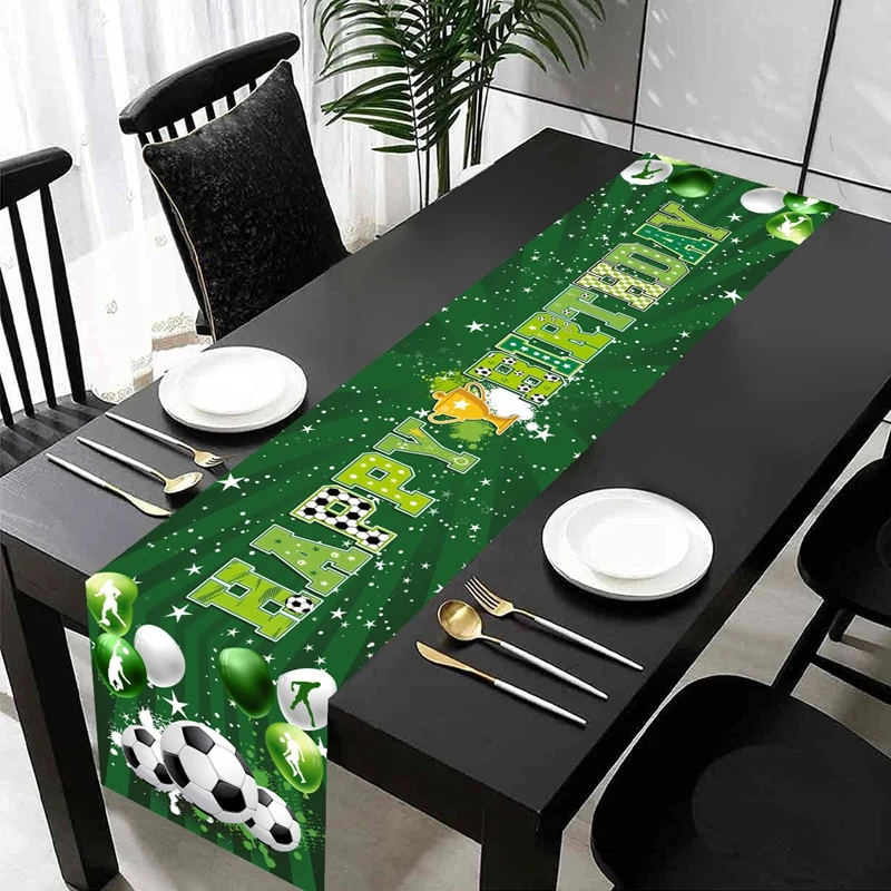1pc Soccer/Football Party Table Flag Table Centerpiece Soccer Birthday Decorations Sports Theme Party Table Runner Table Cover: 30*220cm / Yellow