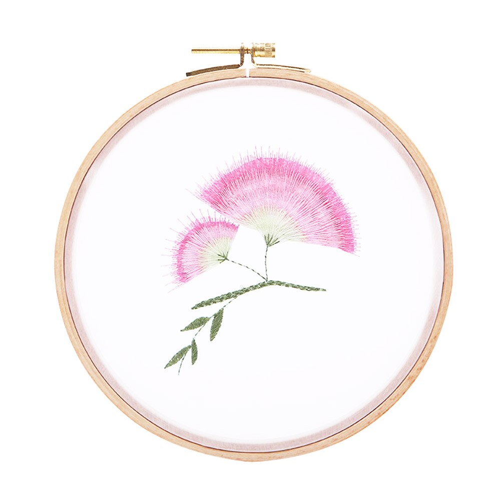 Stamped Linen Cloth Circle Embroidery Hand-stitched Cross Stitch Kits Flower Plant Print Art Crafts Needlework Sets: F-33x33cm