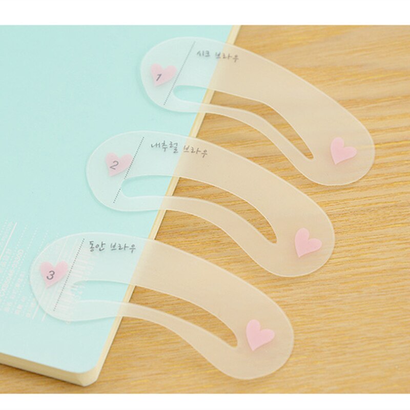 Plantilla reutilizable para cejas, regla para cejas, plantillas para flechas, herramientas de maquillaje, dibujo, Estilismo, forma de tarjeta de plantilla: 3pcs