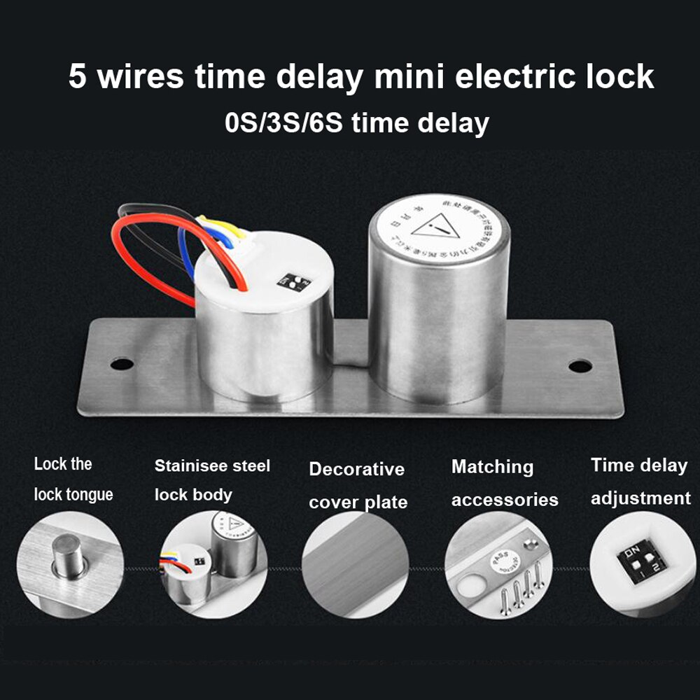 DC 12V Mini Elektrische Bolzen Lock Fail Safe Edelstahl Magnet Elektrische Türschloss 5 drähte feedback lock Einfach zu Installieren