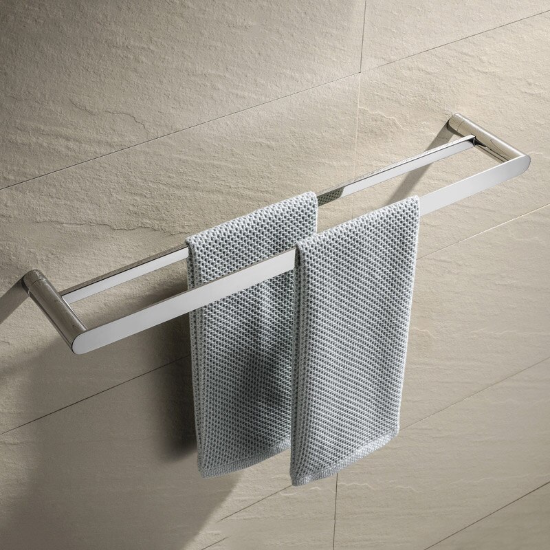 Ovalt badeværelsestilbehør vægmonteret håndklædering håndklædeholder køkken hardware papirholder toiletbørsteholder håndklædering: Dobbelt håndklædestang