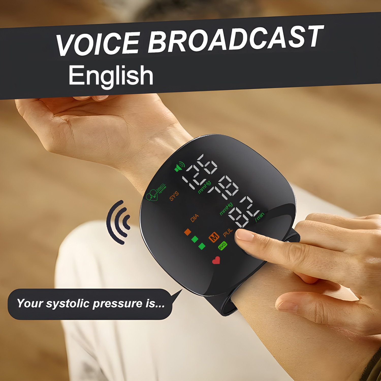 Tensiomètre de poignet Rechargeable, tensiomètre médical, sphygmomanomètre de santé, tonomètre, fréquence cardiaque, affichage LED USB