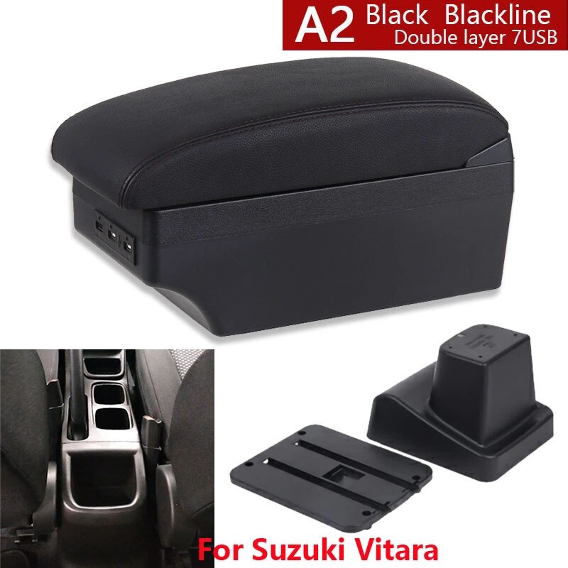 Dla Suzuki Vitara podłokietnik części robić modernizacji dedykowany podłokietnik samochdoowy centrum pudełko robić przechowywania samochód akcesoria wnętrze USB łatwy w instalacji