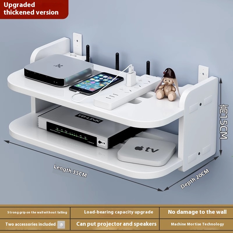 Router storage rack, wall mounted, guest TV set-top box, bedroom WiFi storage box rack, non perforated wall mounted: green