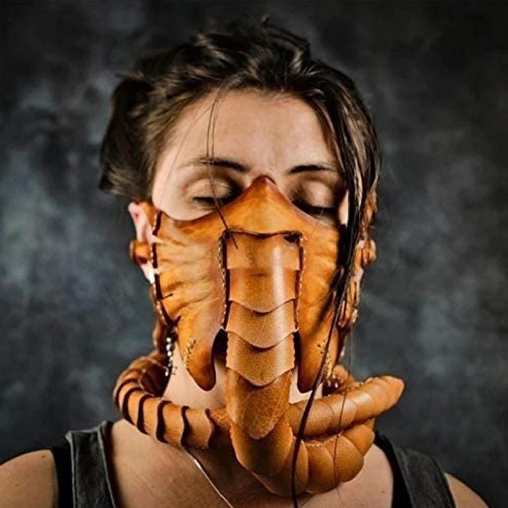 Halloween Horror Prop Rubber Scary Half Gezicht Facehugger Scorpion Masker Enge Scorpion Masker