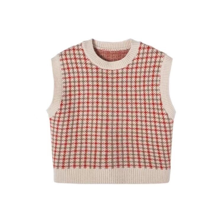 Toddler Girls Clothes Vest maglione lavorato a maglia Plaid Casual Boy gilet cappotto senza maniche Check Baby bambini maglia capispalla: pink / 6(120)