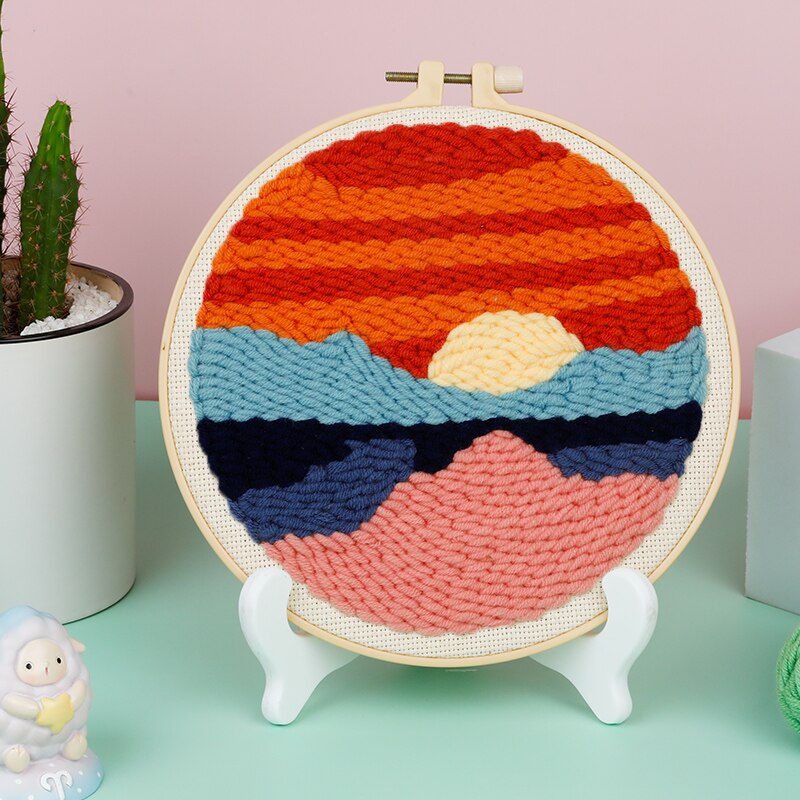 Punch Needle Kit for Starter Punch Needle Embrodery Kit Cross Stitch for Beginner Handcraft Wall Painting Home Decor Craft Kit: Sunset