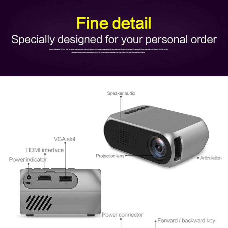 Mini Draagbare Projector 600 Lumen 3.5 Mm Audio Ondersteuning 1080P Hd Afspelen Hdmi Usb Projector Home Media speler (Us Plug