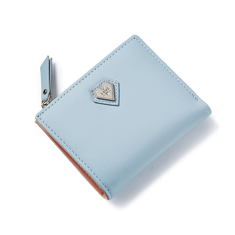 femmes portefeuilles porte-carte d'identité de crédit fermeture éclair monnaie poche dames petits sacs à main femme Mini portefeuille Carteira: Lt Blue
