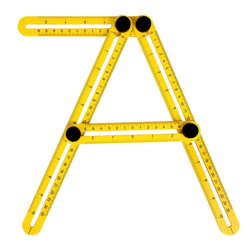 Template Tool Angle Ruler Measuring Protractor Activity Four-fold Ruler With Metric Inch Scale Multi-angle Ruler: yellow