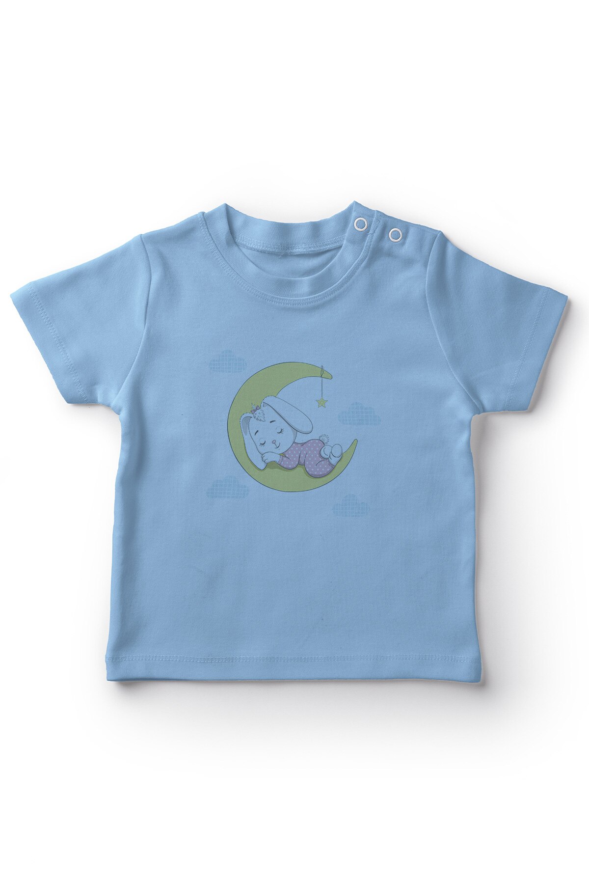 Angemiel bébé dormir sur la lune lapin bébé garçon T-Shirt bleu