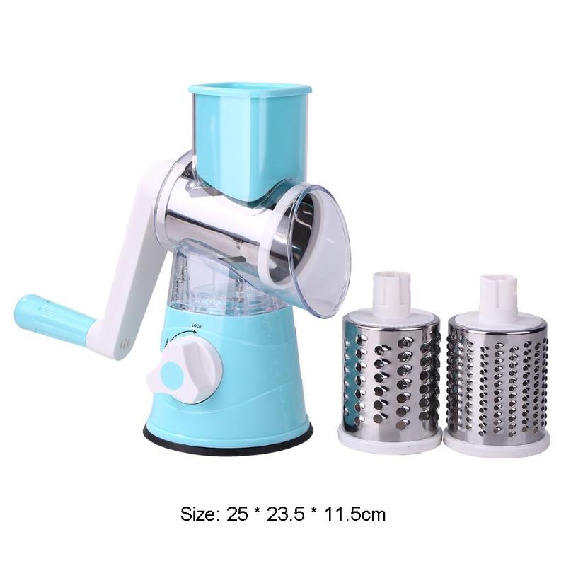 Multifunctionele Handmatige Groente Fruit Cutter Aardappel Versnipperen Rasp Rvs Ronde Slicer Keuken Accessoires Koken Tool: Blauw