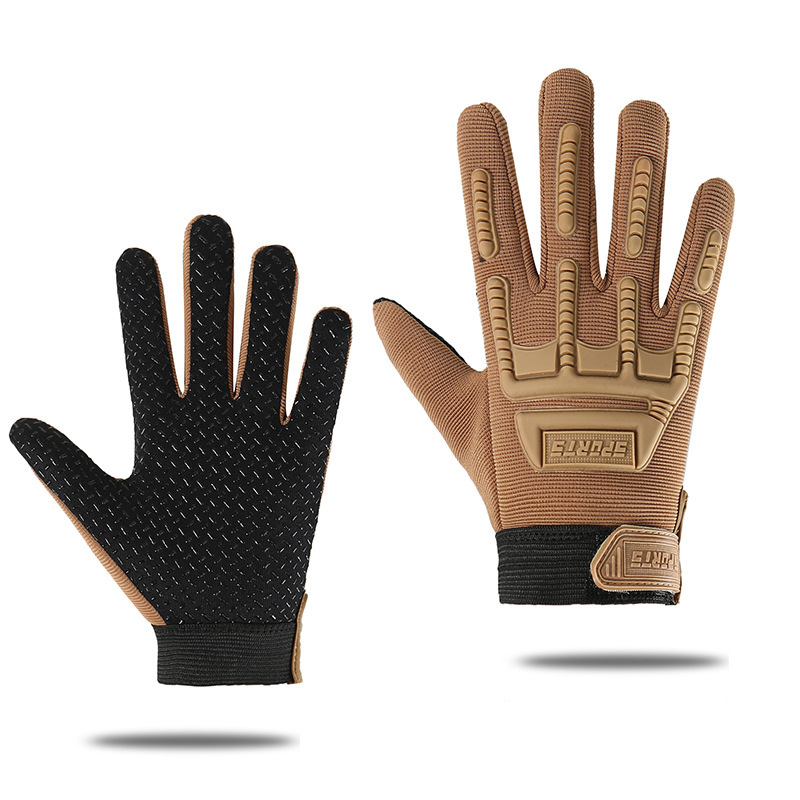Children's cycling gloves, boys' tactical full-finger gloves, camo four seasons, girls' 2 to 7 year old children's anti-slip climbing gloves: M / Yellow