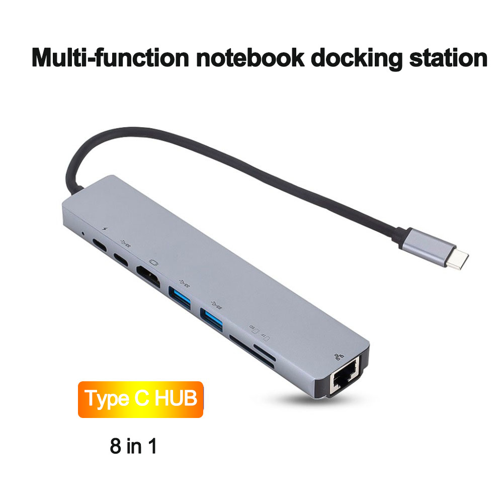 8w1 USB C HUB Typ C Rozgałęźnik 4K Thunderbolt 3 Stacja dokująca Adapter do laptopa Macbook Air M1 iPad Pro RJ45 Kompatybilny z HDMI